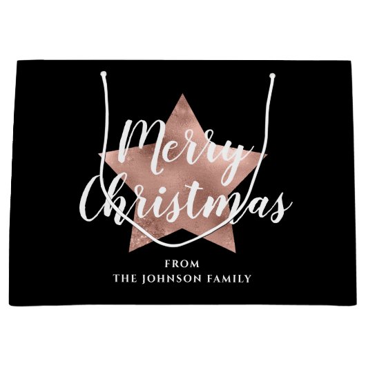 フェスティバルブラックバラ金ゴールドスターメリークリスマス ラージペーパーバッグ (正面)