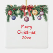 フェスティバルブラックホースと（鳥）ショウジョウコウカンチョウクリスマス セラミックオーナメント (裏面)