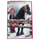 フェスティバルブラックホースと（鳥）ショウジョウコウカンチョウクリスマス ミディアムペーパーバッグ (正面)
