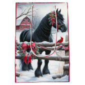 フェスティバルブラックホースと（鳥）ショウジョウコウカンチョウクリスマス ミディアムペーパーバッグ (裏面)