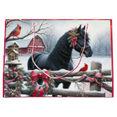 フェスティバルブラックホースと(鳥)ショウジョウコウカンチョウクリスマス ラージペーパーバッグ (正面)