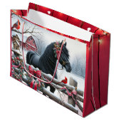 フェスティバルブラックホースと(鳥)ショウジョウコウカンチョウクリスマス ラージペーパーバッグ (正面アングル)