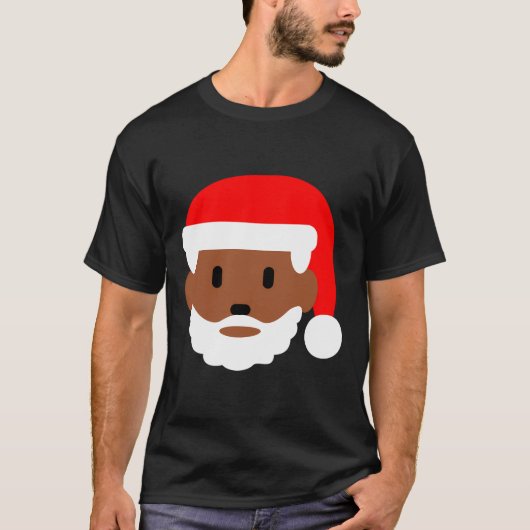 フェスティバルブラックメリークリスマスサンタ顔 Tシャツ (正面)