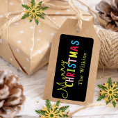 フェスティバルブラックメリークリスマスファミリーネームデザイン ラベル