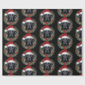 フェスティバルブラックラブラドール着用サンタハット ラッピングペーパー (フラット)