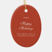 フェスティバルブラックリボンとポインセチアと緑 セラミックオーナメント (裏面)