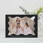 フェスティバルブラックレトロフォトフレームメリークリスマス シーズンカード (スタンド正面)