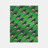 フェスティバルブラック猫パターン(緑) フリースブランケット (正面)