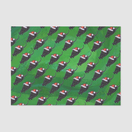 フェスティバルブラック猫パターン(緑) 薄葉紙 (正面)