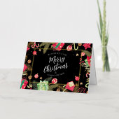 フェスティバルブラック金ゴールドメリークリスマス 箔グリーティングカード (正面)