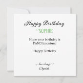 フェスティバルブラック&ホワイトパンダをテーマにした子供の誕生日 カード (裏面)