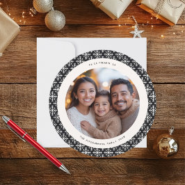 フェスティバルブラック&ホワイト写真モダンクリスマスカード カード