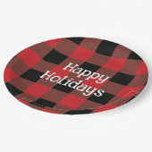 フェスティバルブラック&レッドプレイドホリデー紙プレート ペーパープレート (アングル)