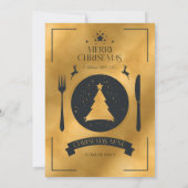 フェスティバルブラック&金ゴールドクリスマスディナーメニュー 招待状 (裏面)