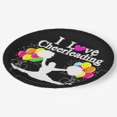 フェスティバルブラックIラブチアリーティング紙プレート ペーパープレート (アングル)