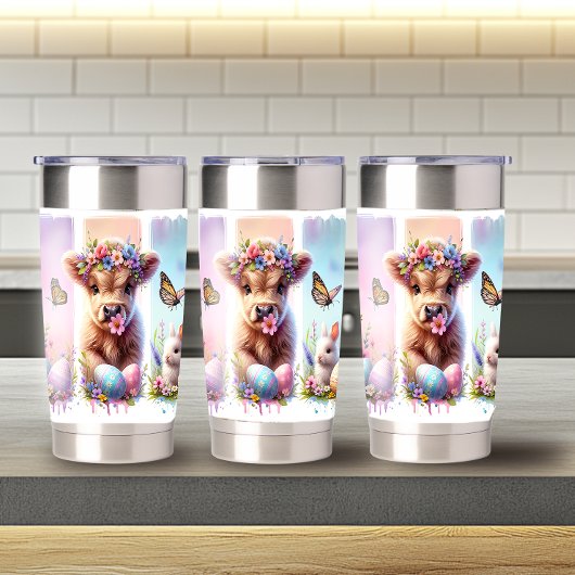 フェスティバルブラッシュストロークイースターハイランドカウズ20oz 保温保冷タンブラー