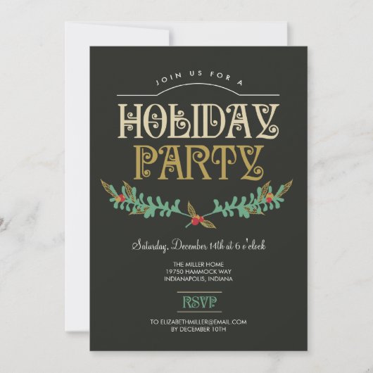 フェスティバルブランチホリデーパーティー招待状 招待状 (正面)