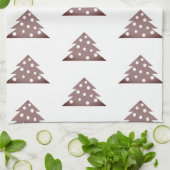 フェスティバルブルガンディクリスマスツリーパターンホリデイK キッチンタオル (折り畳み)