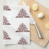 フェスティバルブルガンディクリスマスツリーパターンホリデイK キッチンタオル (四つ折り)