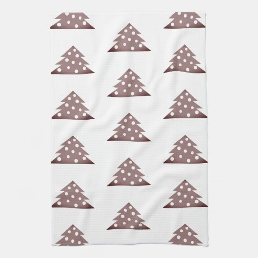 フェスティバルブルガンディクリスマスツリーパターンホリデイK キッチンタオル (縦)