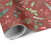 フェスティバルブルゴーニュのクリスマスボタニカルな葉 ラッピングペーパー (ロールコーナー)