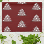 フェスティバルブルゴーニュクリスマスツリーパターンホリデー キッチンタオル (折り畳み)