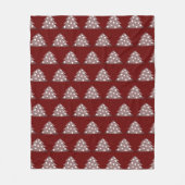 フェスティバルブルゴーニュクリスマスツリーパターンホリデー フリースブランケット (正面)