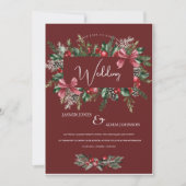 フェスティバルブルゴーニュ冬のクリスマス結婚の 招待状 (正面)