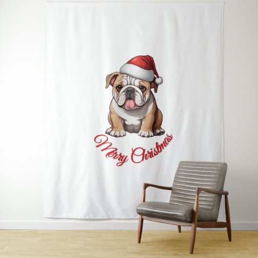 フェスティバルブルドッグメリークラシッククリスマスTシャツ タペストリー (インサイチュ)