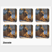 フェスティバルブルマスティフとクリスマスライトホリデイ スクエアシール (シート)