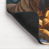 フェスティバルブルマスティフとクリスマスライトホリデイ マウスパッド (コーナー)