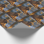 フェスティバルブルマスティフとクリスマスライトホリデイ ラッピングペーパー (角)