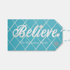 フェスティバルブルーとシルバー信じの休日 ギフトタグ