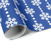 フェスティバルブルーとホワイトの冬の雪片パターン ラッピングペーパー (ロールコーナー)