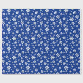 フェスティバルブルーとホワイトの冬の雪片パターン ラッピングペーパー (フラット)