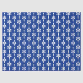 フェスティバルブルーとホワイトの冬の雪片パターン 薄葉紙