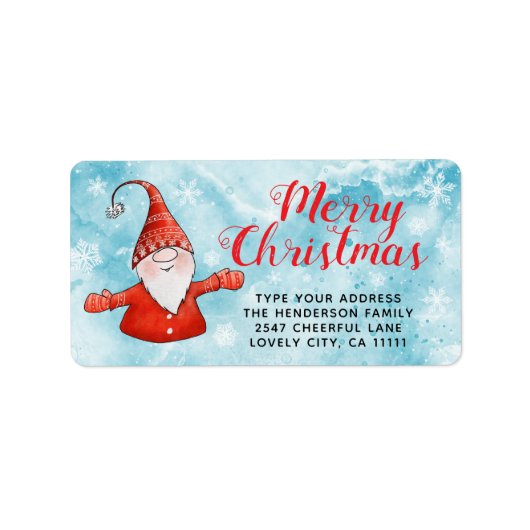 フェスティバルブルーと赤かわいい格言メリークリスマス ラベル (正面)