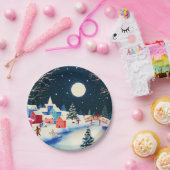 フェスティバルブルーウィンタースノーヴィレッジ ペーパープレート (パーティー)