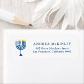 フェスティバルブルーウォーターカラー（ユダヤ教）メノラーハヌカ ラベル (インサイチュ)