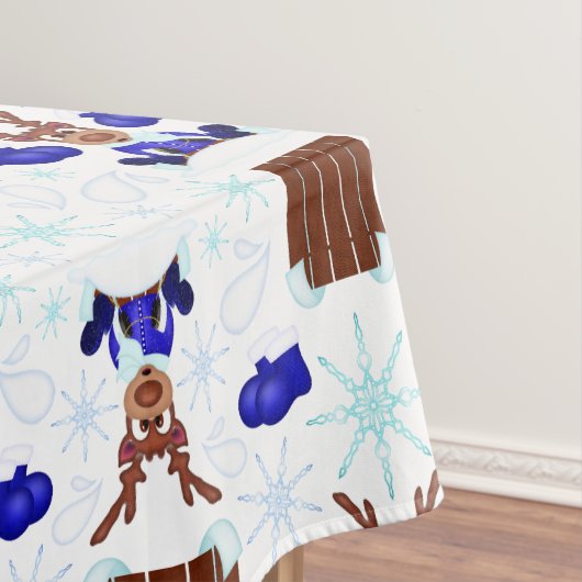 フェスティバルブルーカスキークリスマストインデーナー テーブルクロス (インサイチュ)