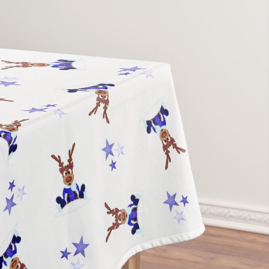 フェスティバルブルーカスキークリスマストインデーナー テーブルクロス (インサイチュ)