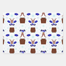 フェスティバルブルーカスキークリスマストインデーナー ラッピングペーパーシート