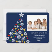 フェスティバルブルークリスマスツリーホリデイフォトカード シーズンカード (正面)