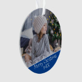 フェスティバルブルークリスマスホリデーキープサケ写真 オーナメント (正面)