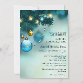 フェスティバルブルークリスマス企業のホリデーパーティー 招待状