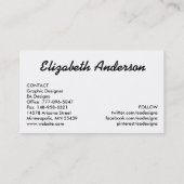 フェスティバルブルースノーフレークウィンタービジネスカード 名刺 (裏面)