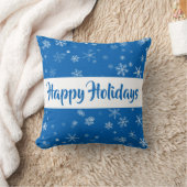 フェスティバルブルースノーフレークパターンハッピーホリデー クッション (ブランケット)