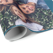 フェスティバルブルースノーフレーク写真コラージュクリスマス ラッピングペーパー (ロールコーナー)