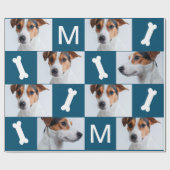 フェスティバルブルードッグボーンズ写真コラージクリスマス ラッピングペーパー (フラット)