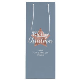 フェスティバルブルーバラ金ゴールドスターメリークリスマス ワインギフトバッグ